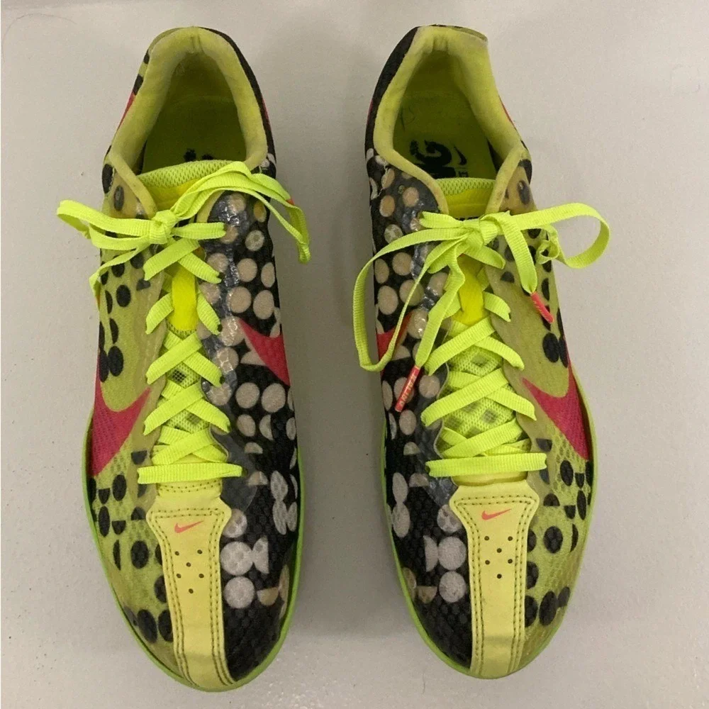 Nike Zoom Neon Highlighter Yellow Track Shoes w/Black and‎ Pink Accents